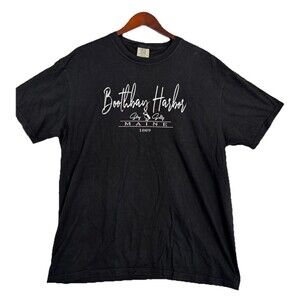 Boothbay Harbor Maine Stay Salty Graphic T Shirt Black XL Coastal Tourist Tee